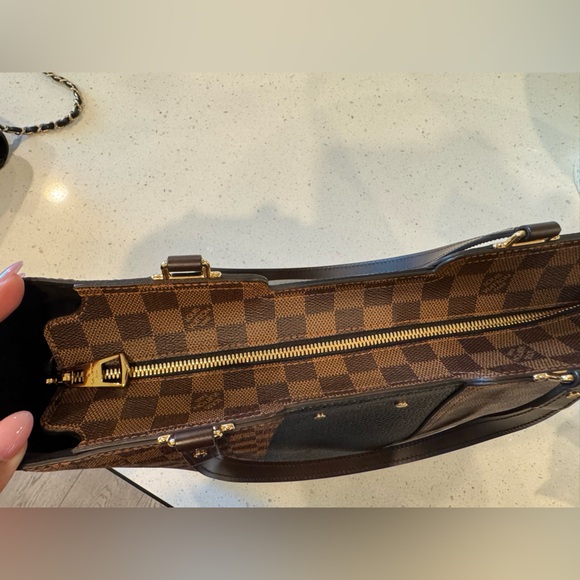 Louis Vuitton Damier Ebene Jersey Tote w pink strap - Picture 11 of 12